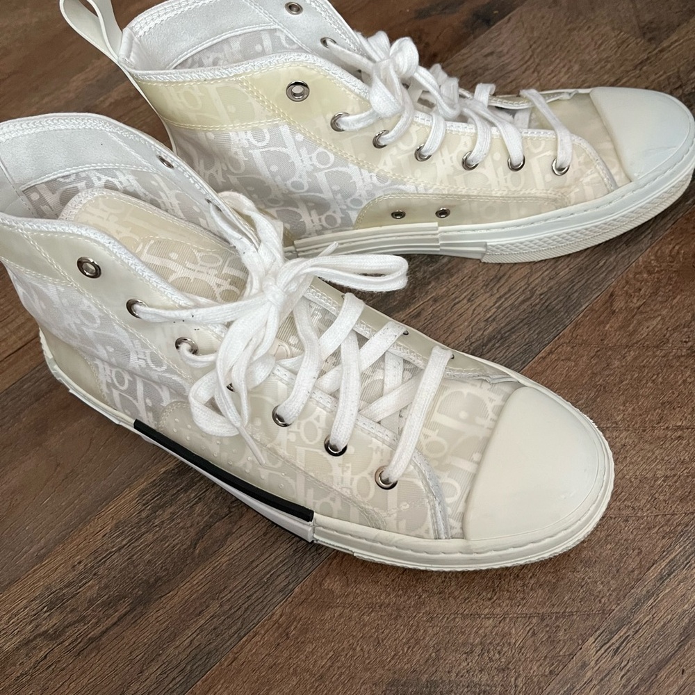 Dior Cream High-Top Sneakers Canvas